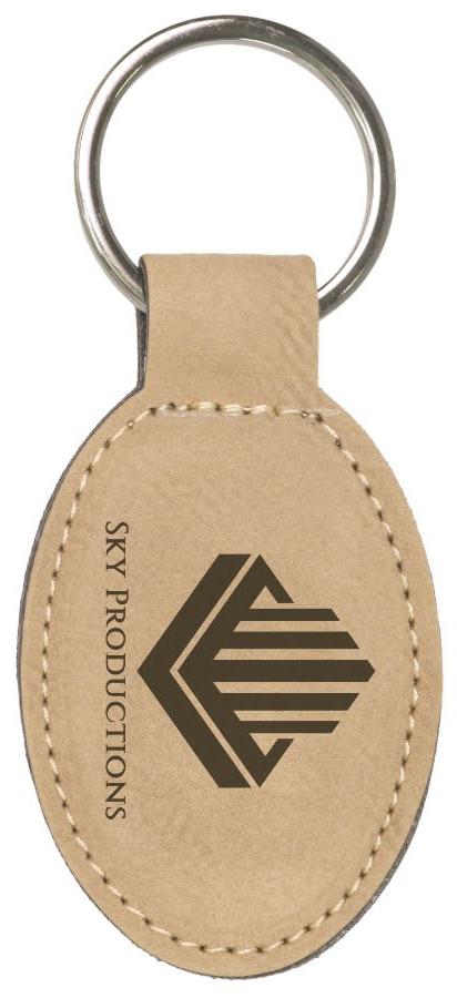 3" x 1 3/4" Leatherette Oval Keychain - GFT800
