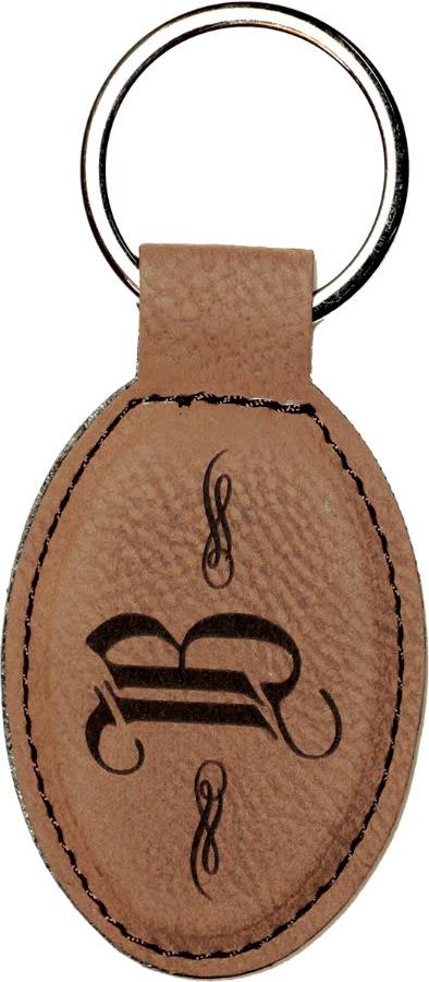 3" x 1 3/4" Leatherette Oval Keychain - GFT800