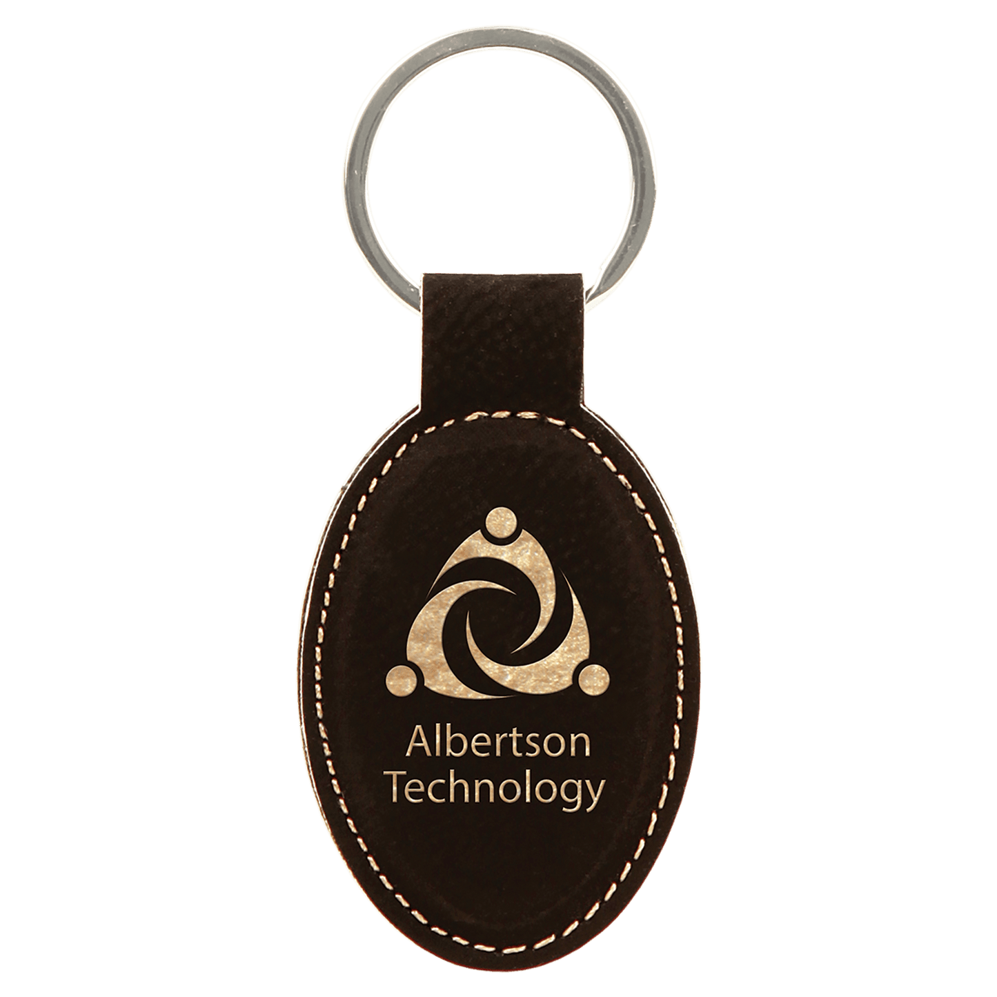 3" x 1 3/4" Leatherette Oval Keychain - GFT800