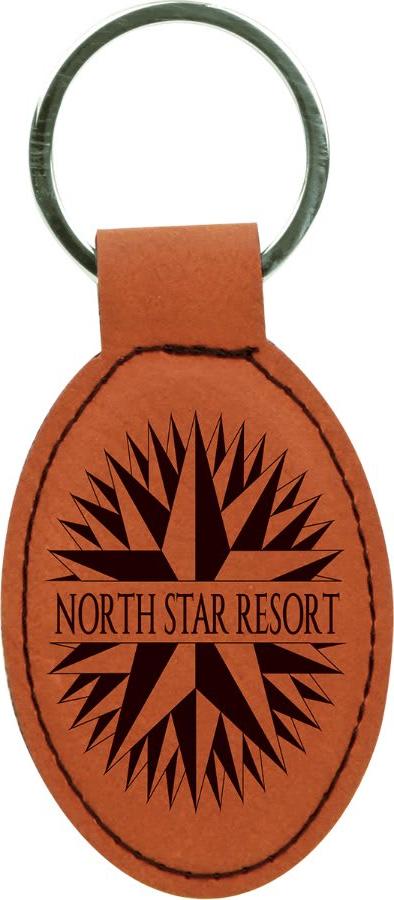 3" x 1 3/4" Leatherette Oval Keychain - GFT800
