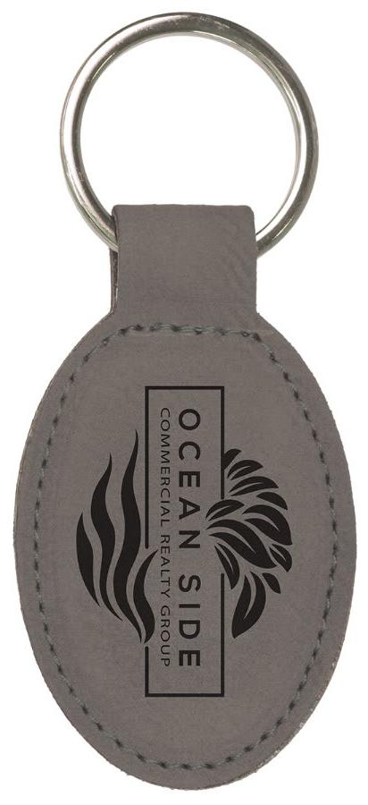 3" x 1 3/4" Leatherette Oval Keychain - GFT800