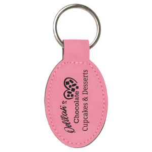 3" x 1 3/4" Leatherette Oval Keychain - GFT800