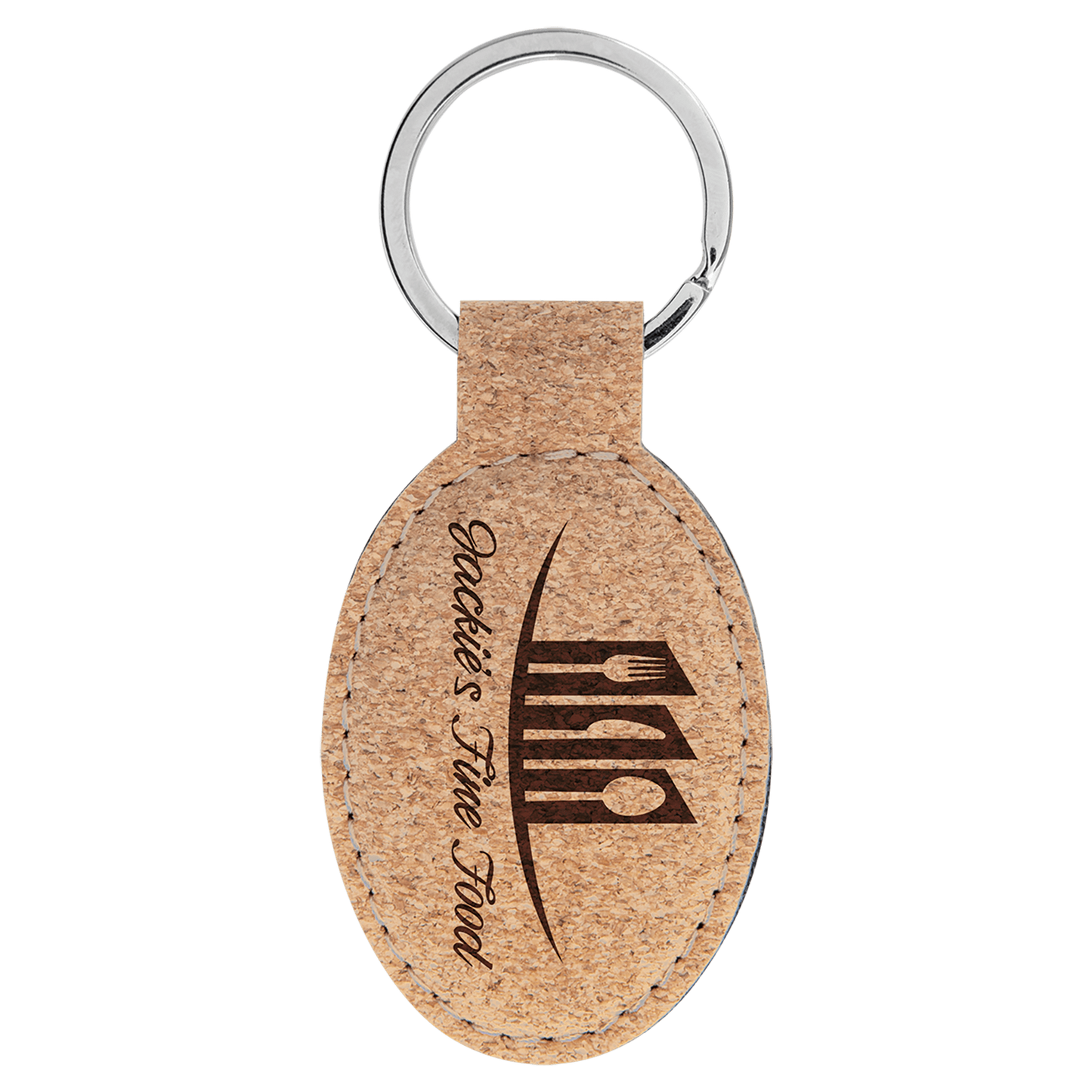 3" x 1 3/4" Leatherette Oval Keychain - GFT800