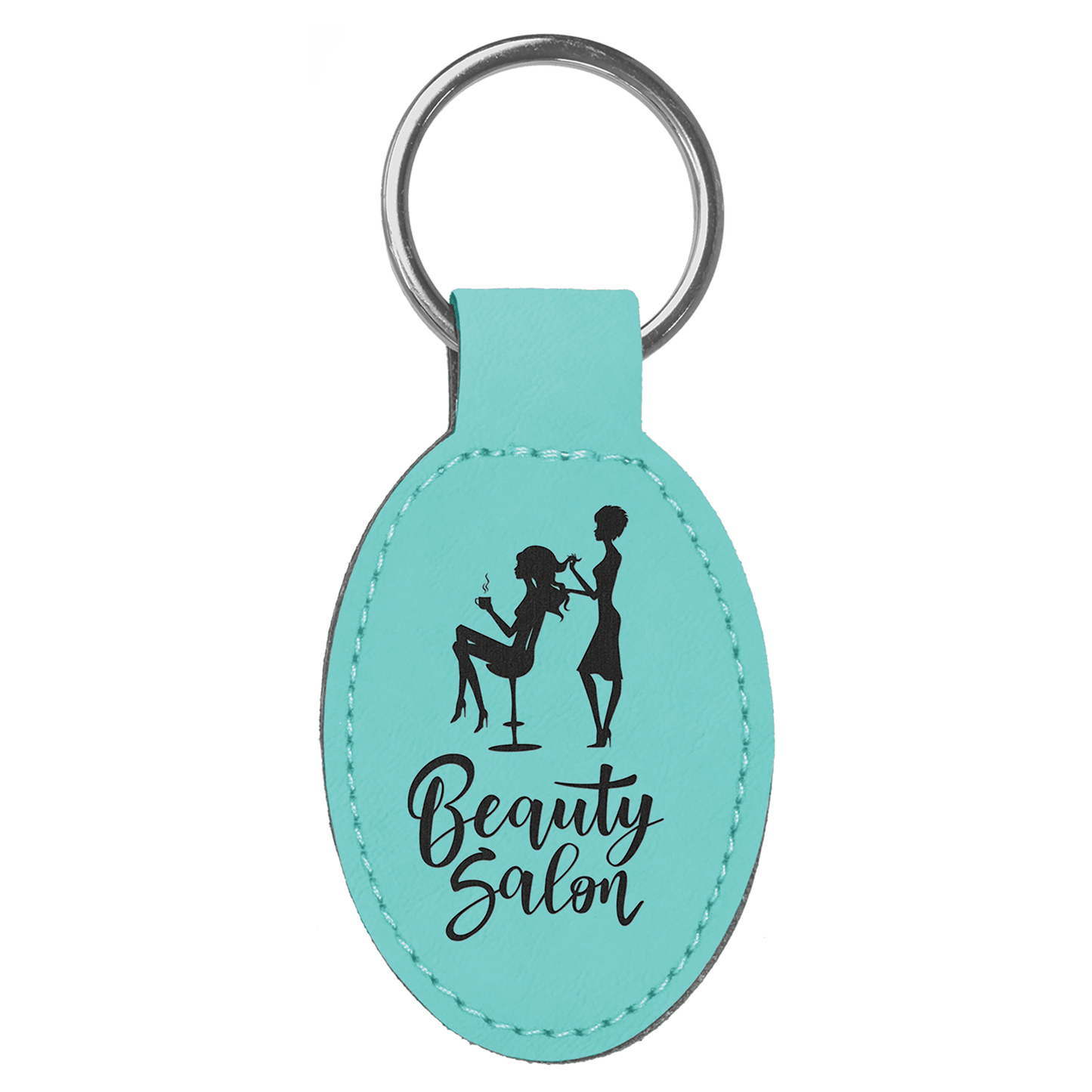 3" x 1 3/4" Leatherette Oval Keychain - GFT800