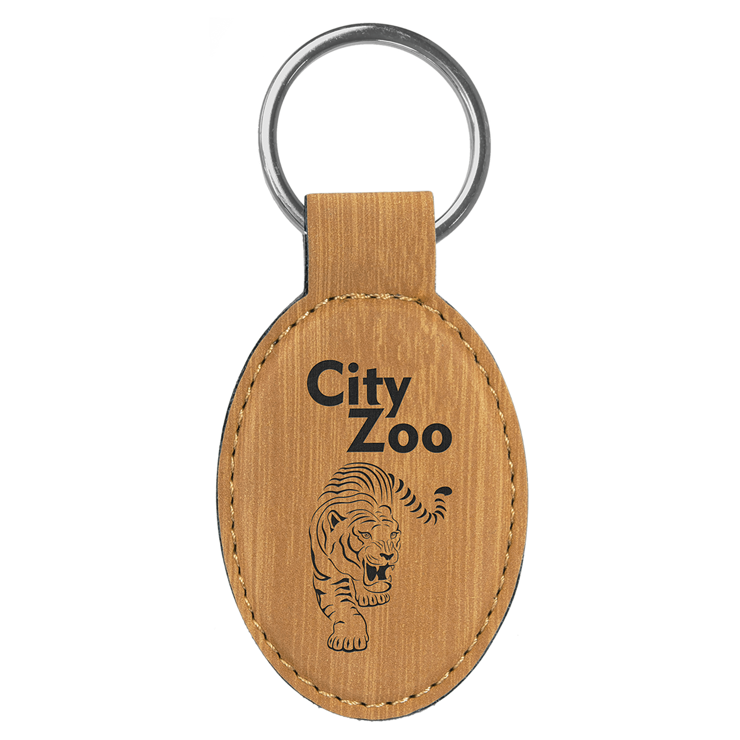 3" x 1 3/4" Leatherette Oval Keychain - GFT800
