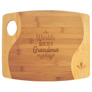 Two-Tone Bamboo Cutting Board with Handle