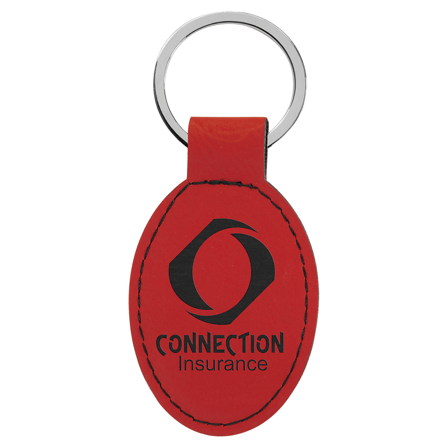 3" x 1 3/4" Leatherette Oval Keychain - GFT800