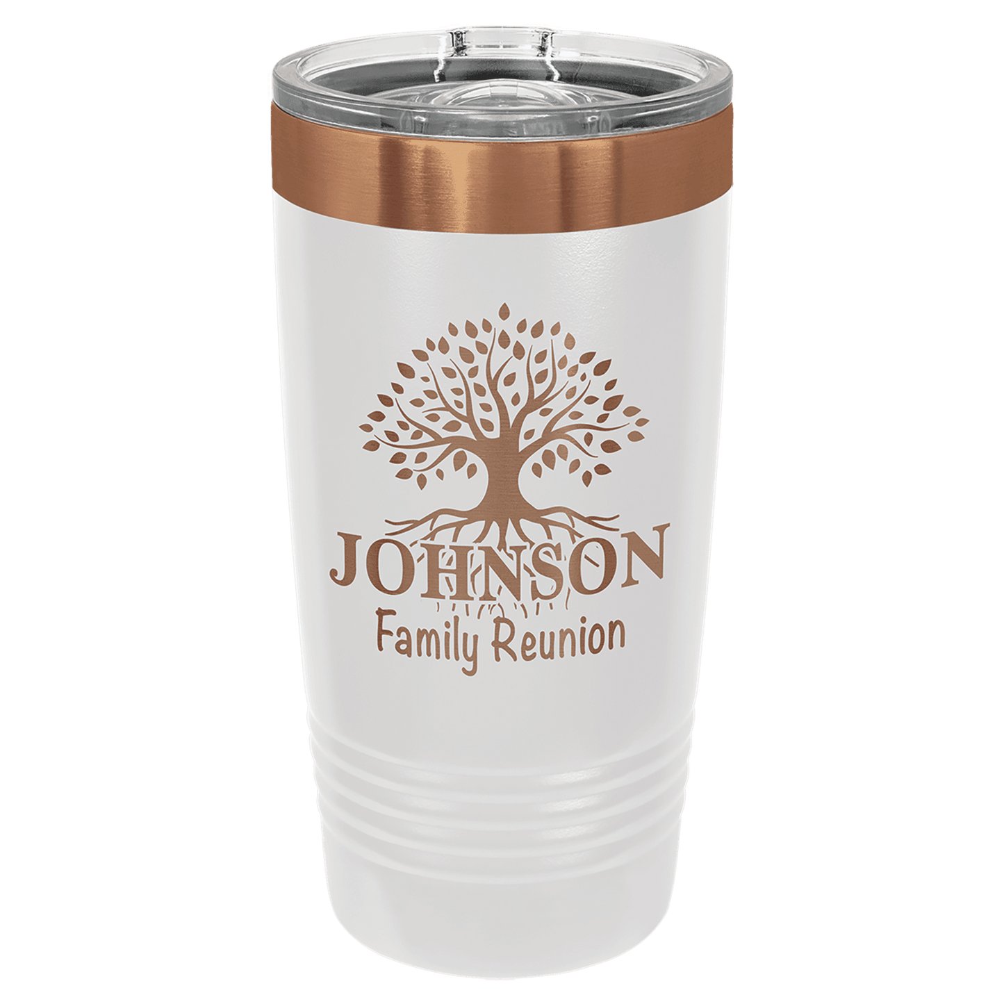Personalized 20 oz. White/Rose Gold Ringneck Tumbler