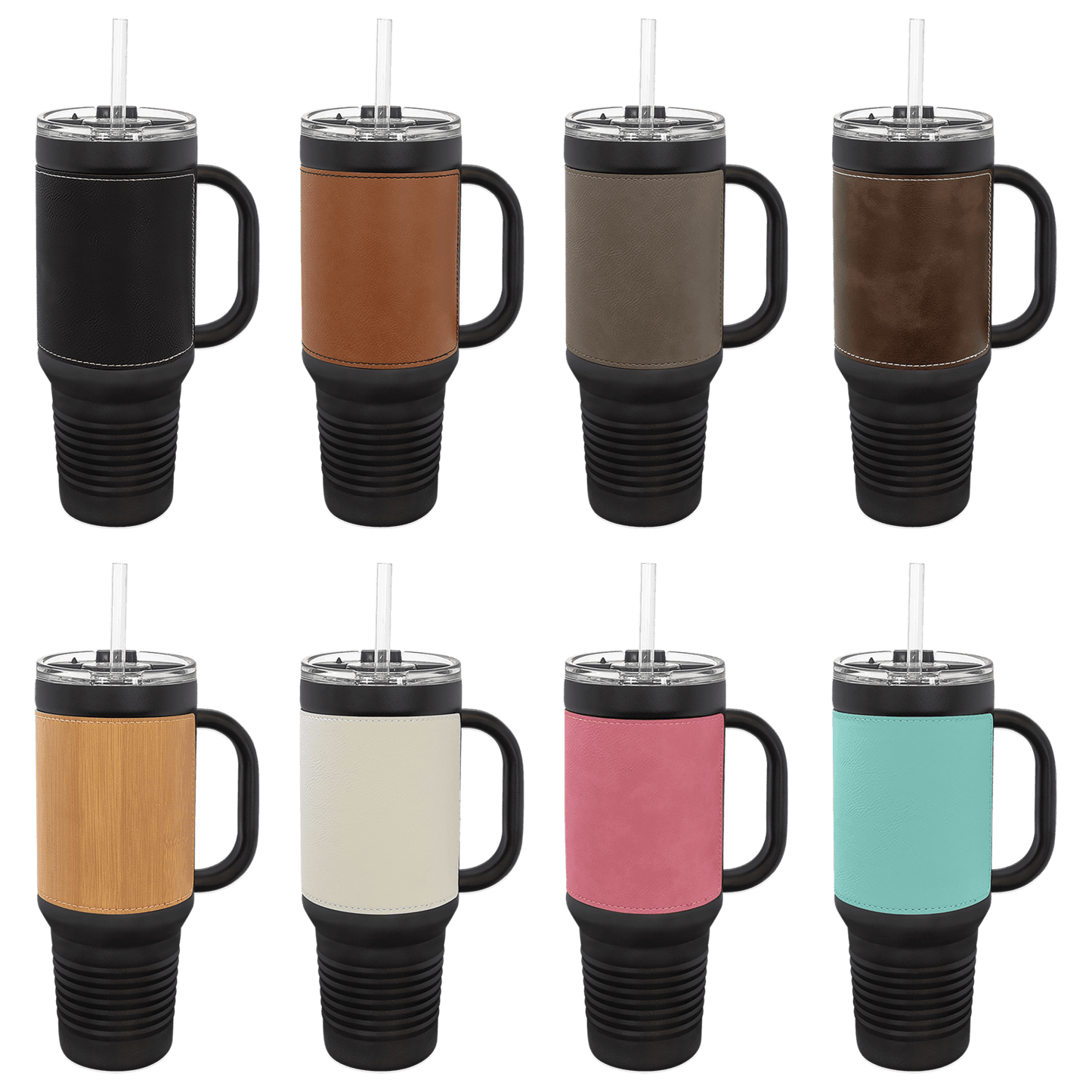 Personalized 40 oz. Leatherette Travel Mug with Handle