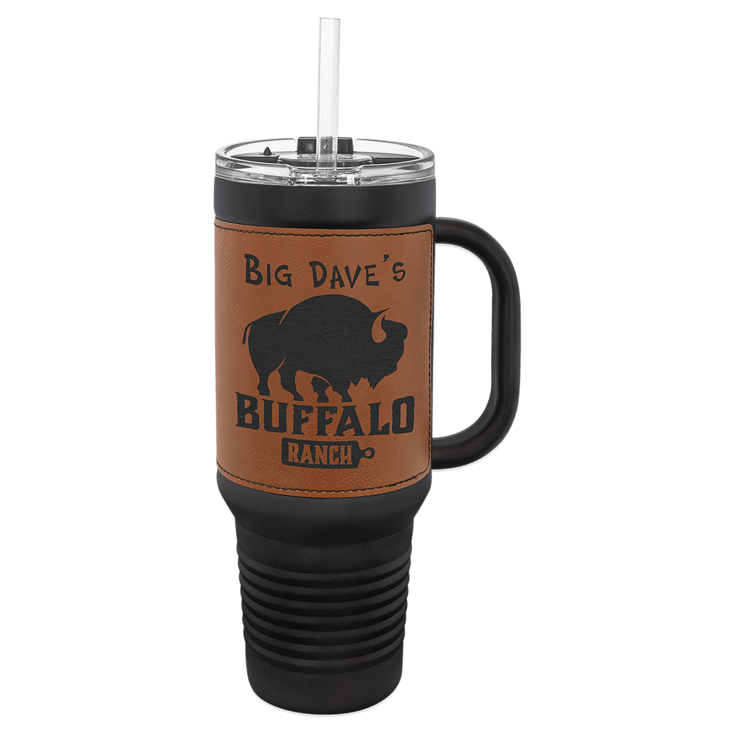 Personalized 40 oz. Leatherette Travel Mug with Handle