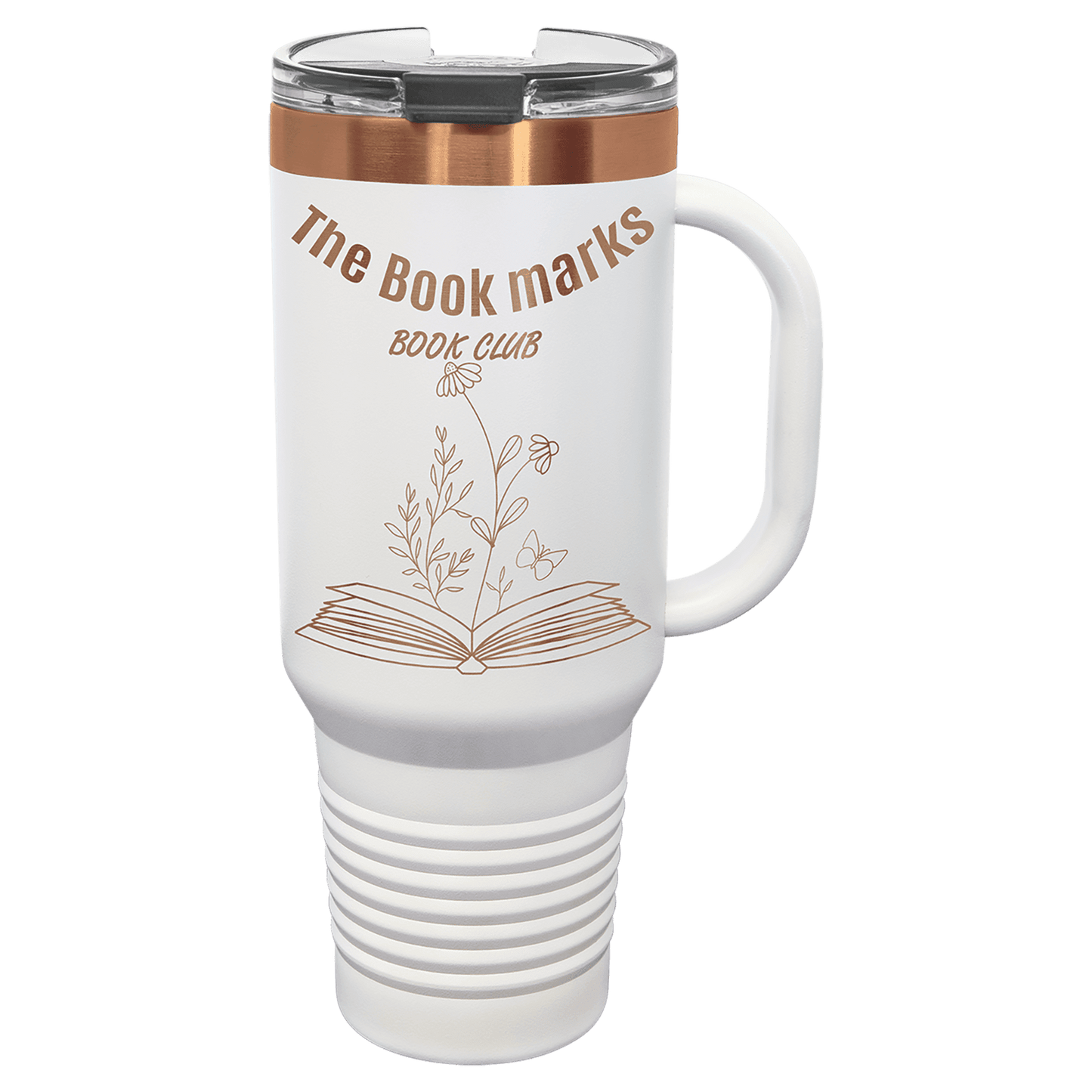 Personalized 40 oz. White/Rose Gold Travel Mug