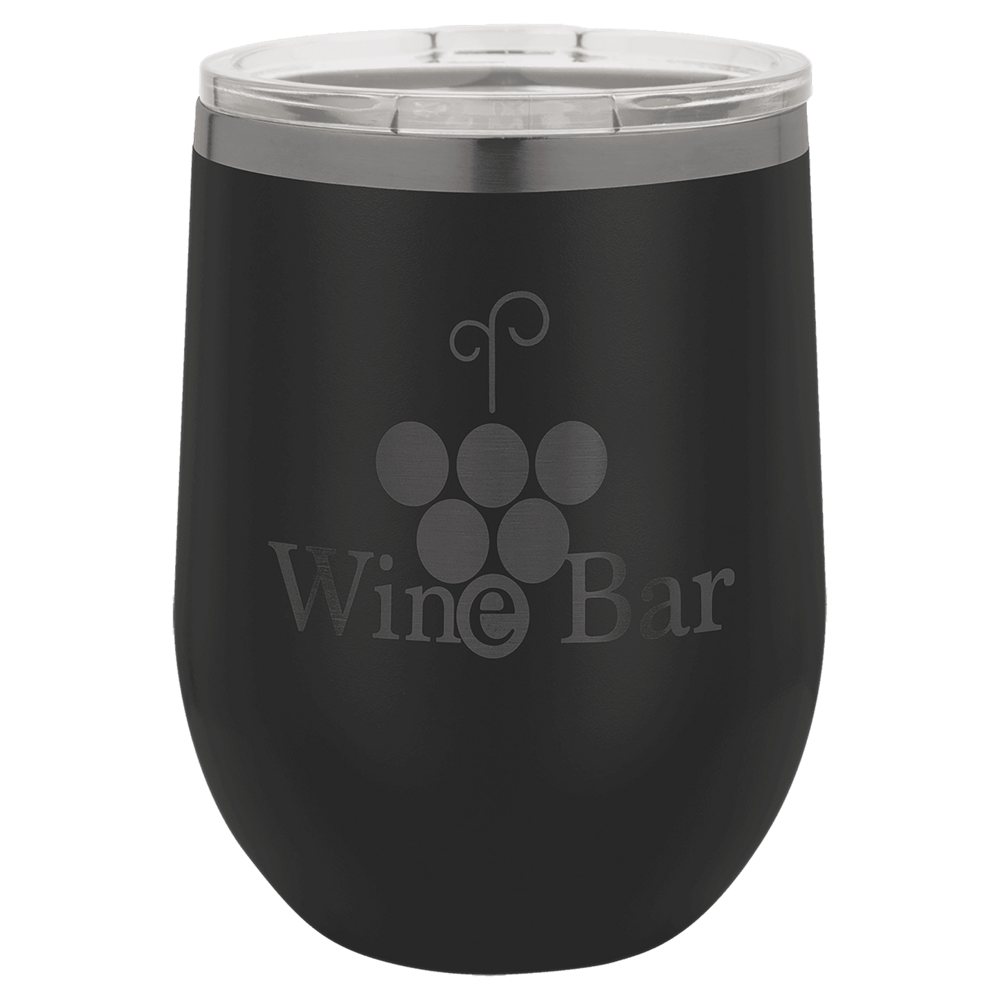 Personalized 12 oz. Black/Ghost Black Stemless Wine Tumbler