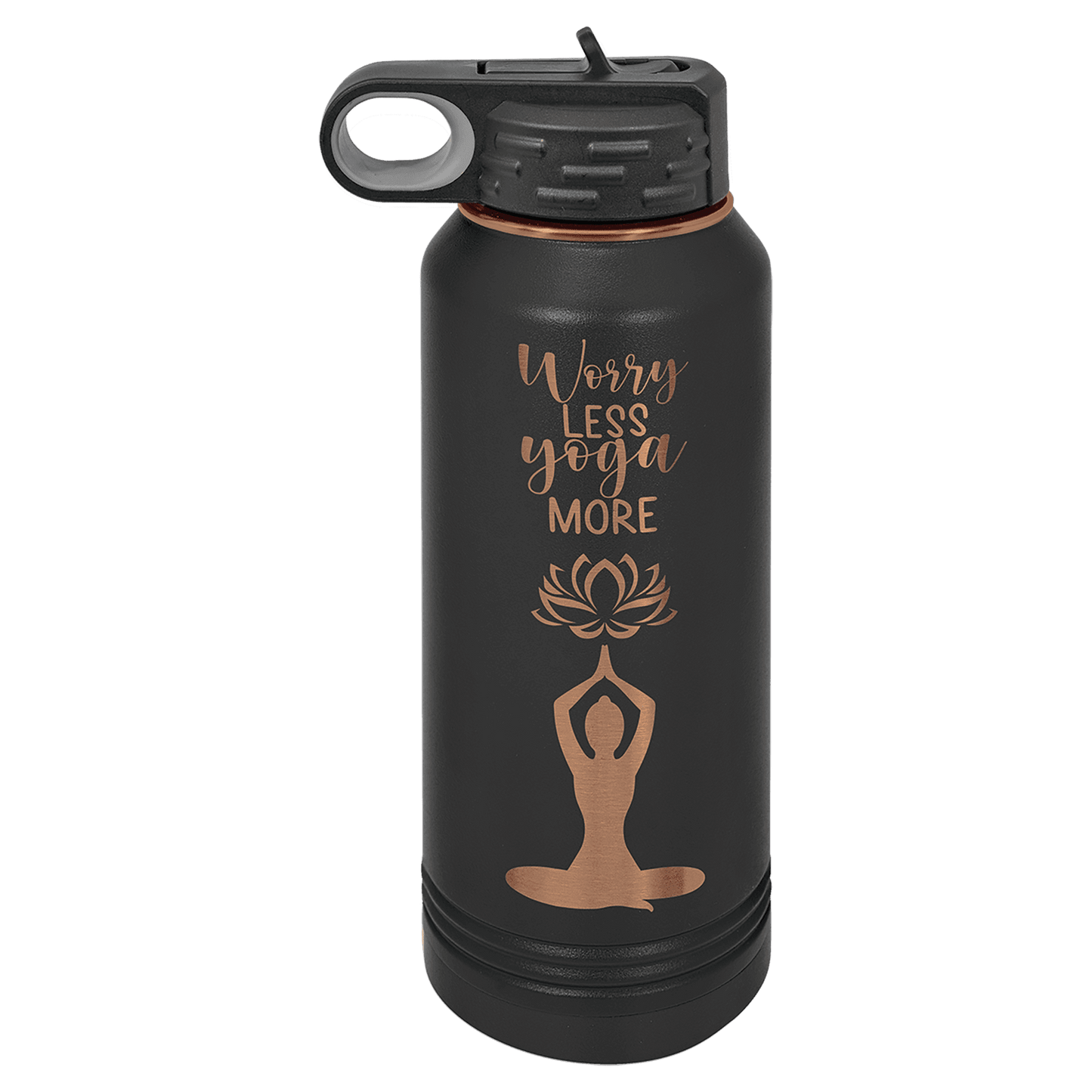 Personalized 32 oz. Black/Rose Gold Water Bottle