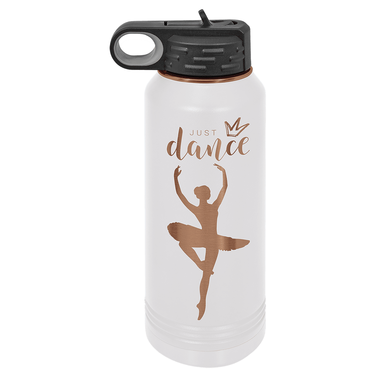 Personalized 32 oz. White/Rose Gold Water Bottle