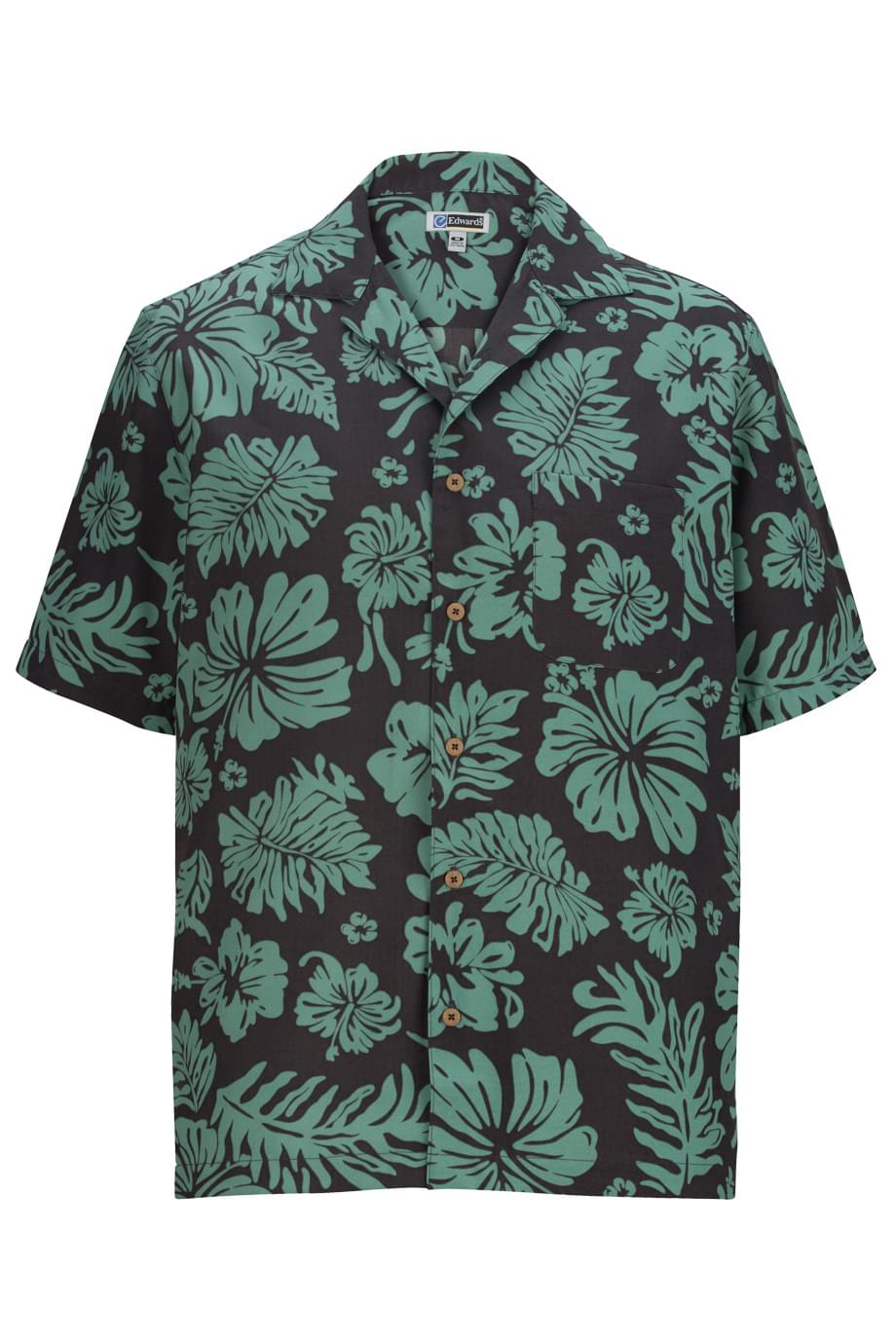 Edwards Hibiscus Two-Color Camp Shirt (E1036)