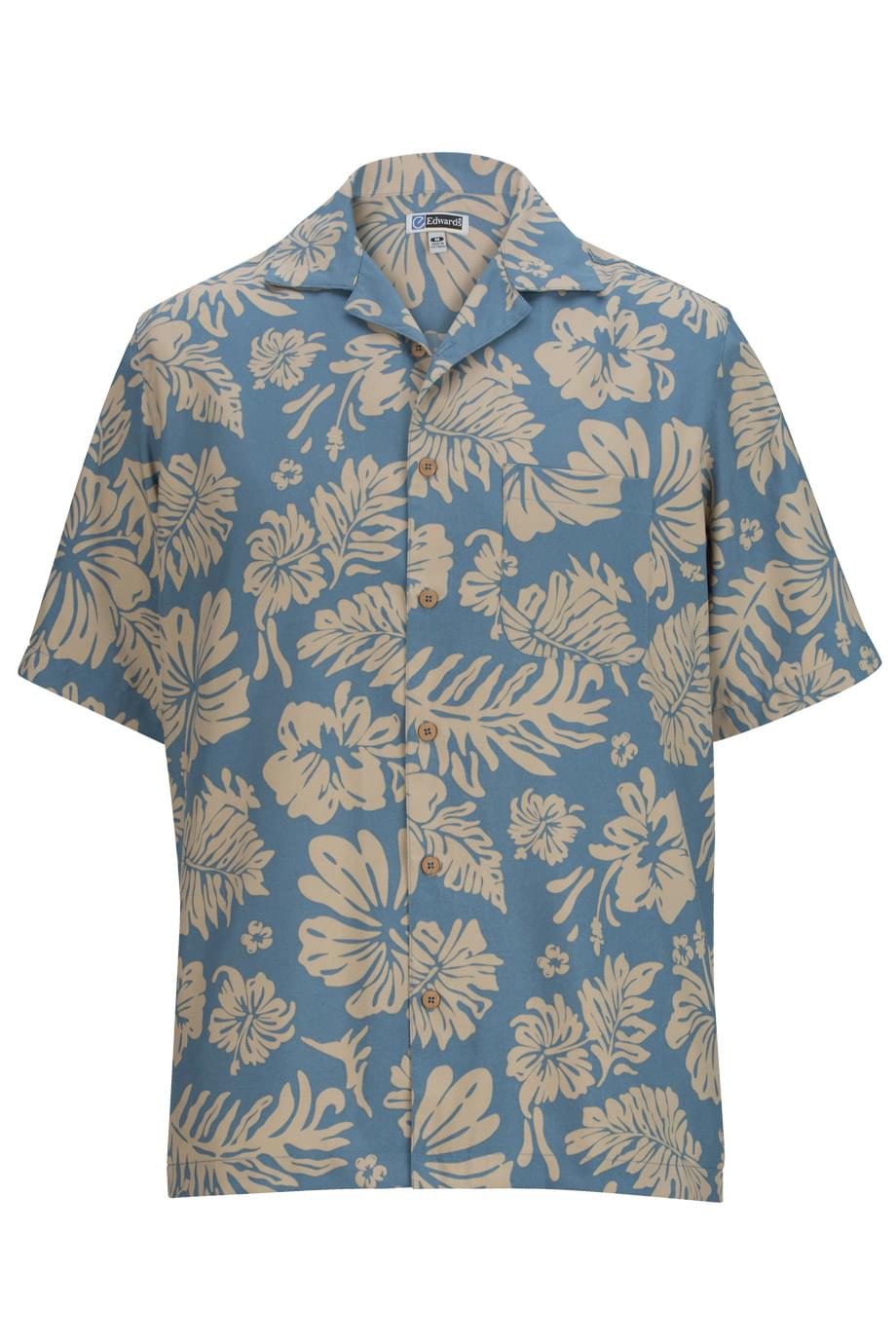 Edwards Hibiscus Two-Color Camp Shirt (E1036)