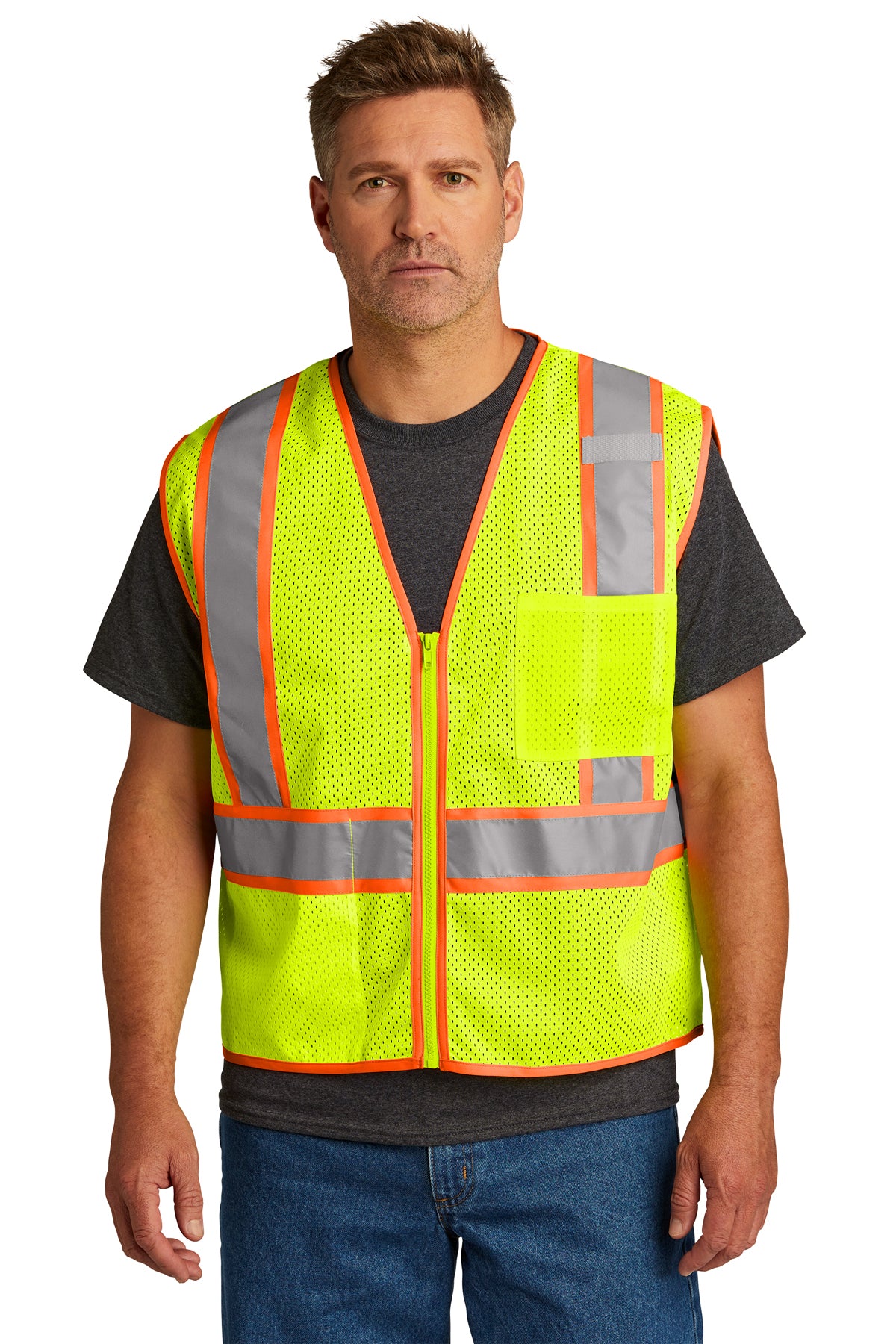 CornerStone® ANSI 107 Class 2 Mesh Zippered Two-Tone Vest (CSV103)