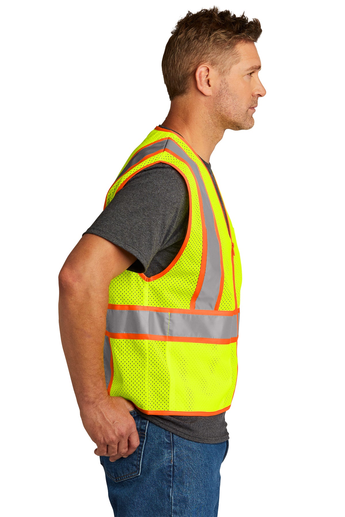 CornerStone® ANSI 107 Class 2 Mesh Zippered Two-Tone Vest (CSV103)