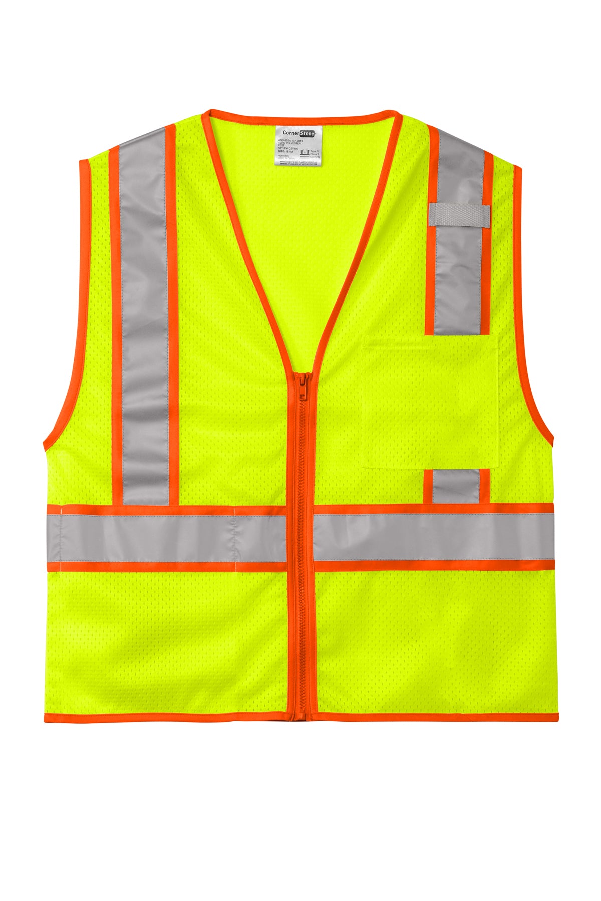 CornerStone® ANSI 107 Class 2 Mesh Zippered Two-Tone Vest (CSV103)