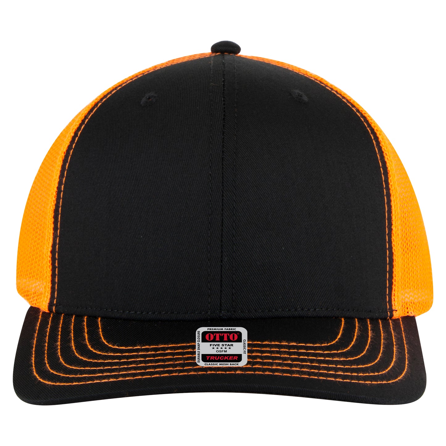 OTTO Cap 6 Panel Mesh Back Trucker Hat (112-1) - Neon Back Split