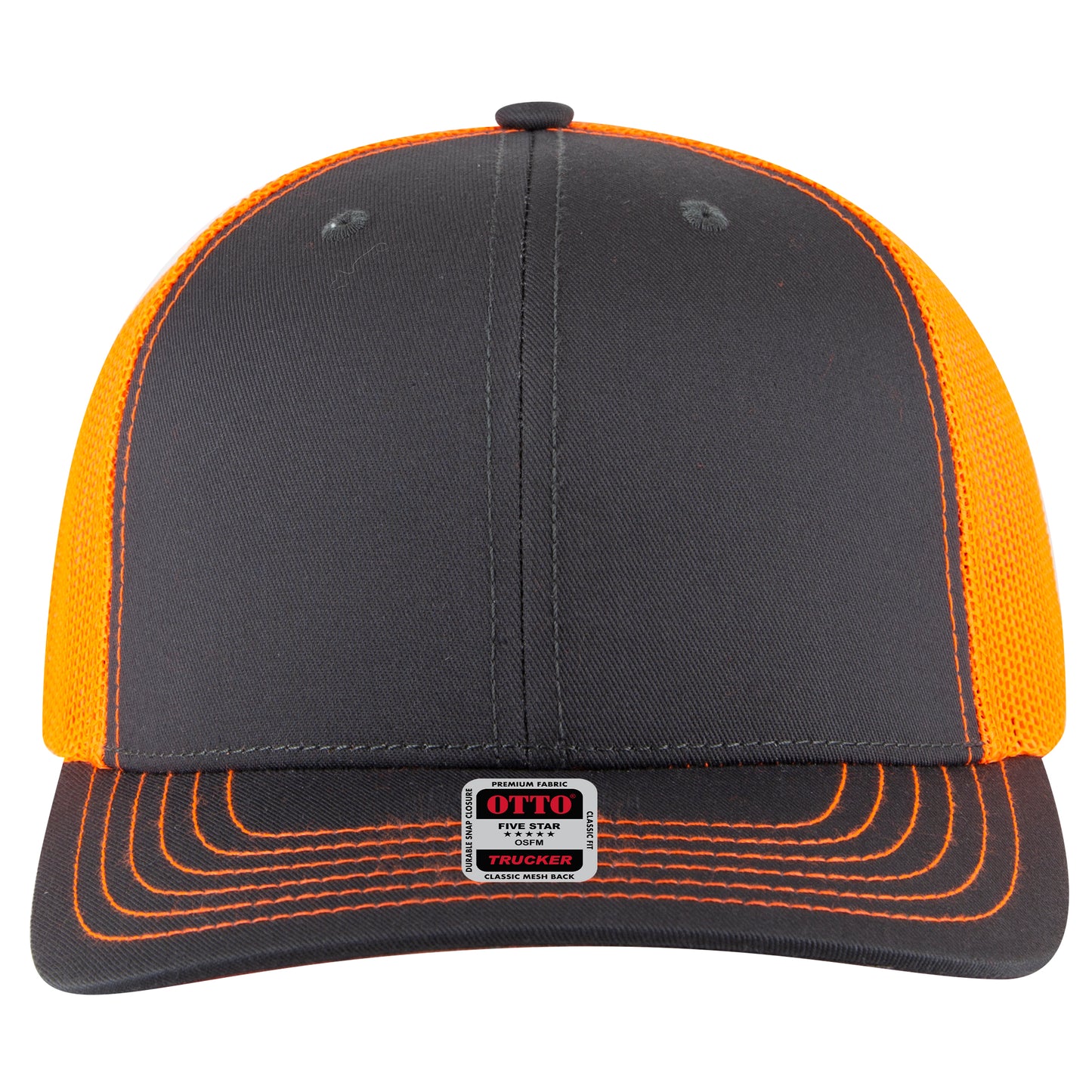 OTTO Cap 6 Panel Mesh Back Trucker Hat (112-1) - Neon Back Split