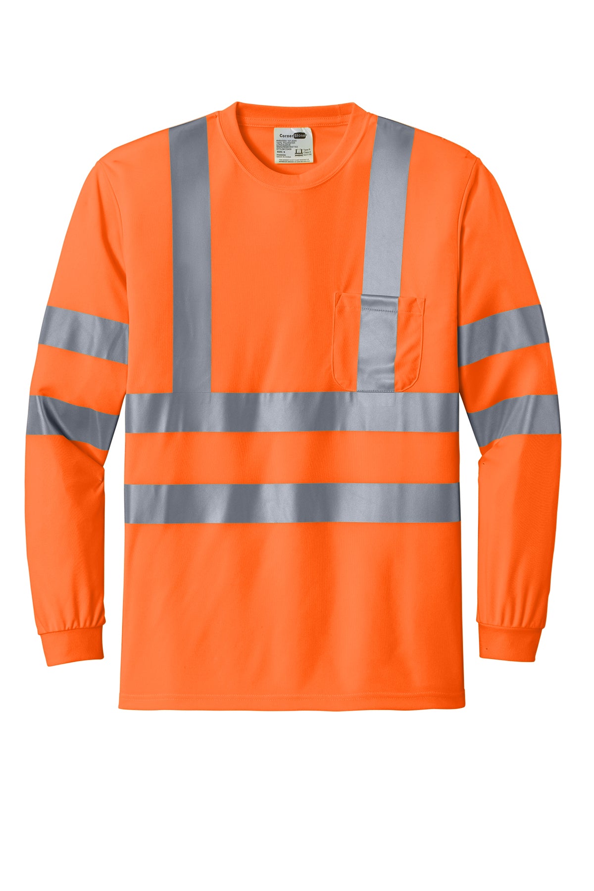 CornerStone® - ANSI 107 Class 3 Long Sleeve Snag-Resistant Reflective T-Shirt (CS409)