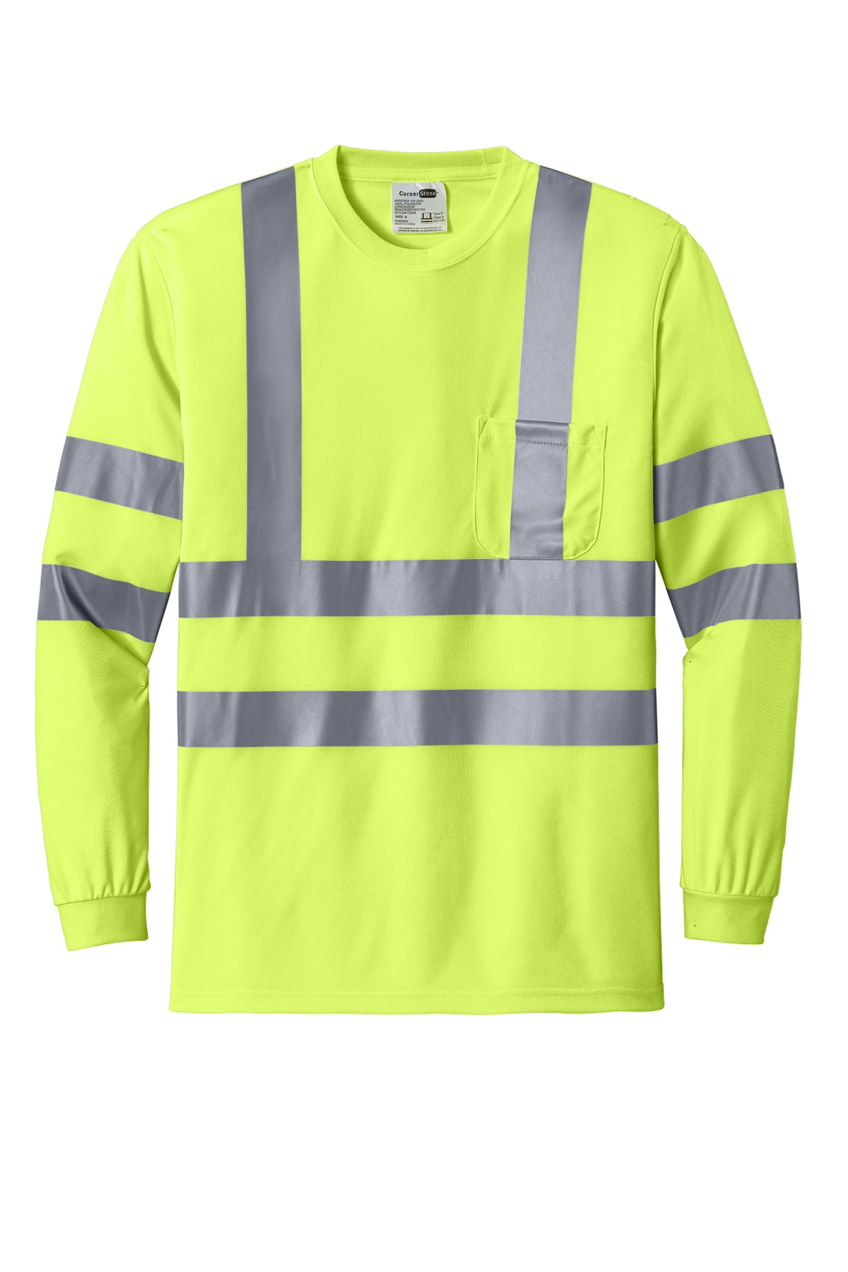 CornerStone® - ANSI 107 Class 3 Long Sleeve Snag-Resistant Reflective T-Shirt (CS409)