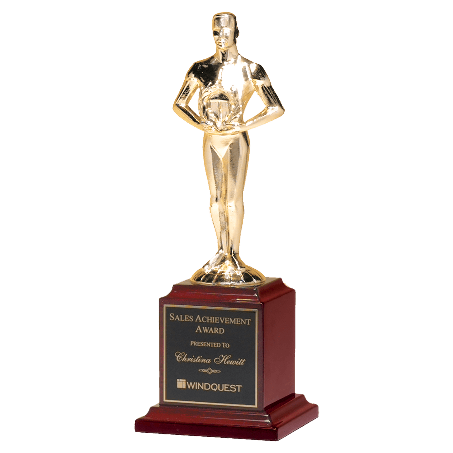 Cast Metal Achiever Figure on a Rosewood Piano Base