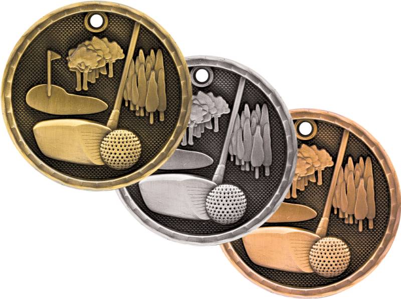 2" 3D Golf Medal (3D207)