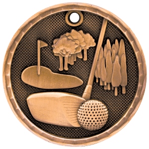 2" 3D Golf Medal (3D207)