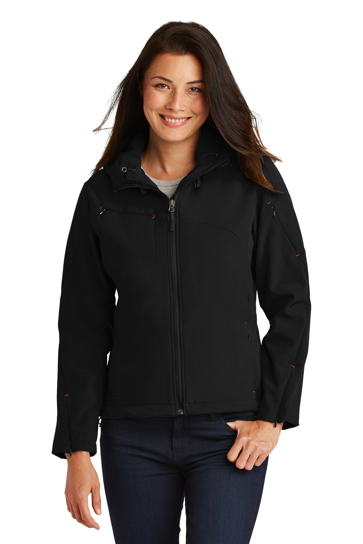 Port Authority® Women's Textured Hooded Soft Shell Jacket (L706)