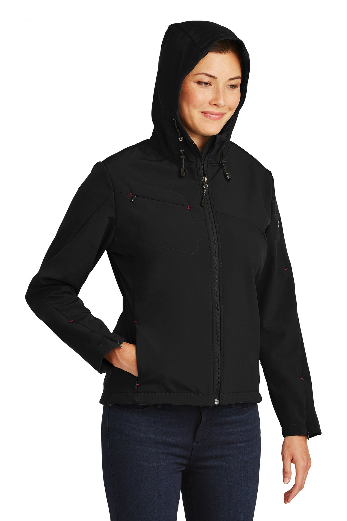 Port Authority® Women's Textured Hooded Soft Shell Jacket (L706)