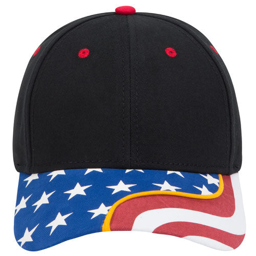 OTTO Cap: American Flag Structured Firm Front Panel Low-Fitting (80-1327-003B)