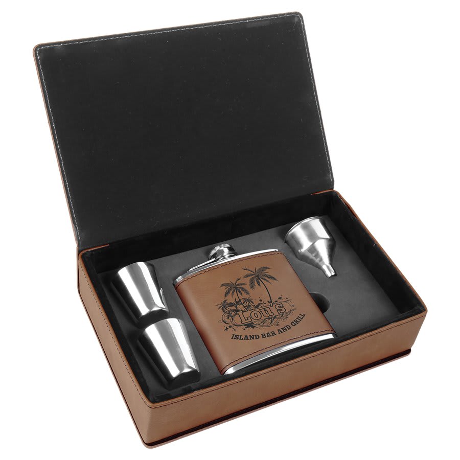 Leatherette Flask Gift Set (FSK3)