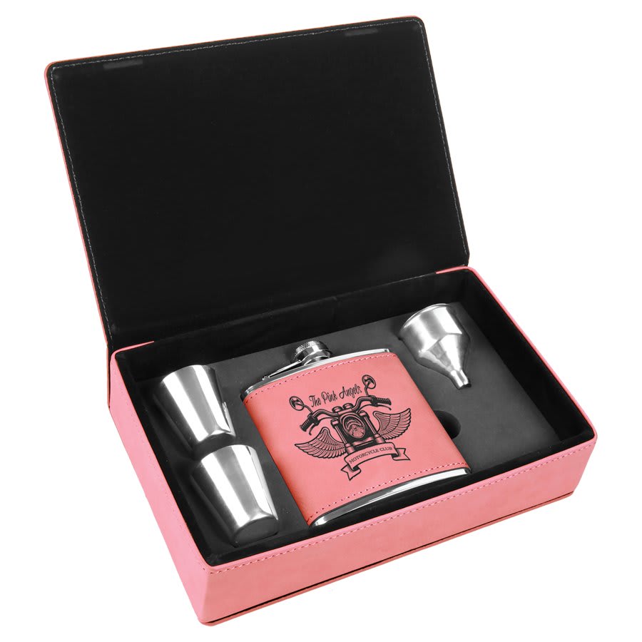 Leatherette Flask Gift Set (FSK3)