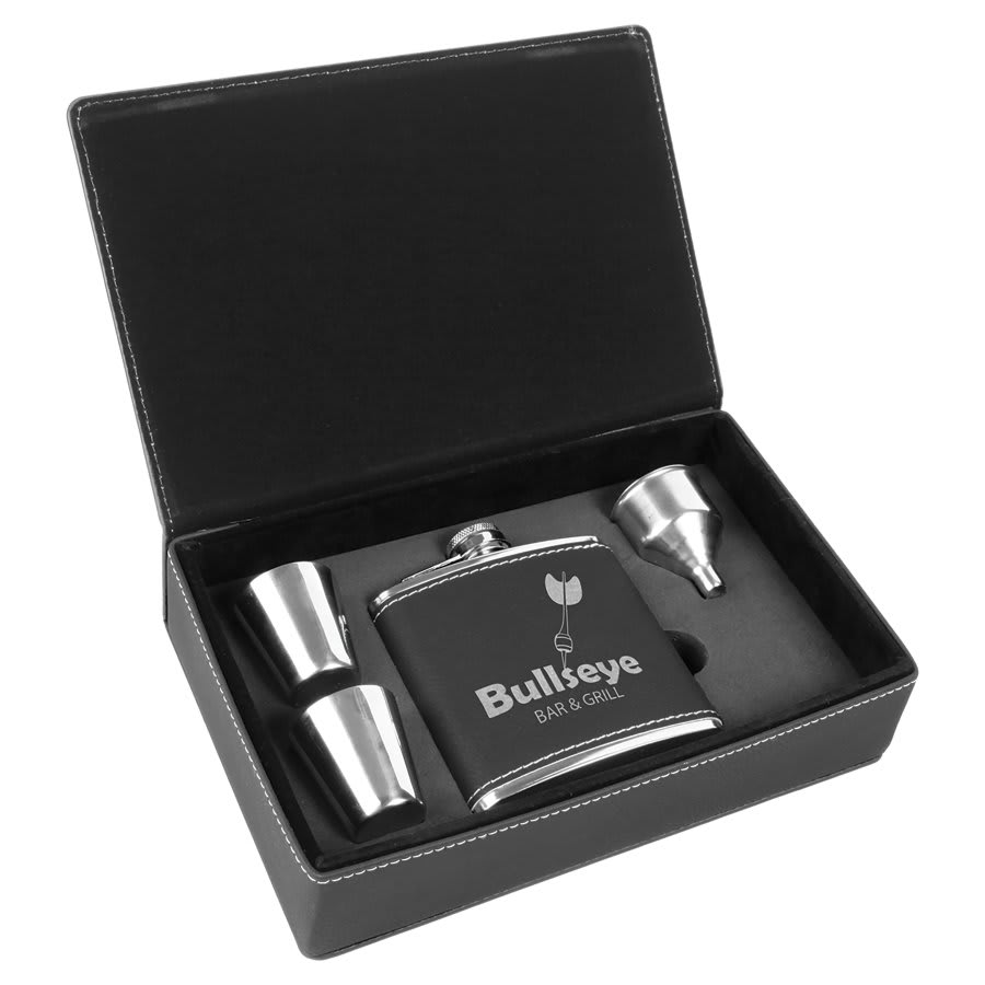 Leatherette Flask Gift Set (FSK3)