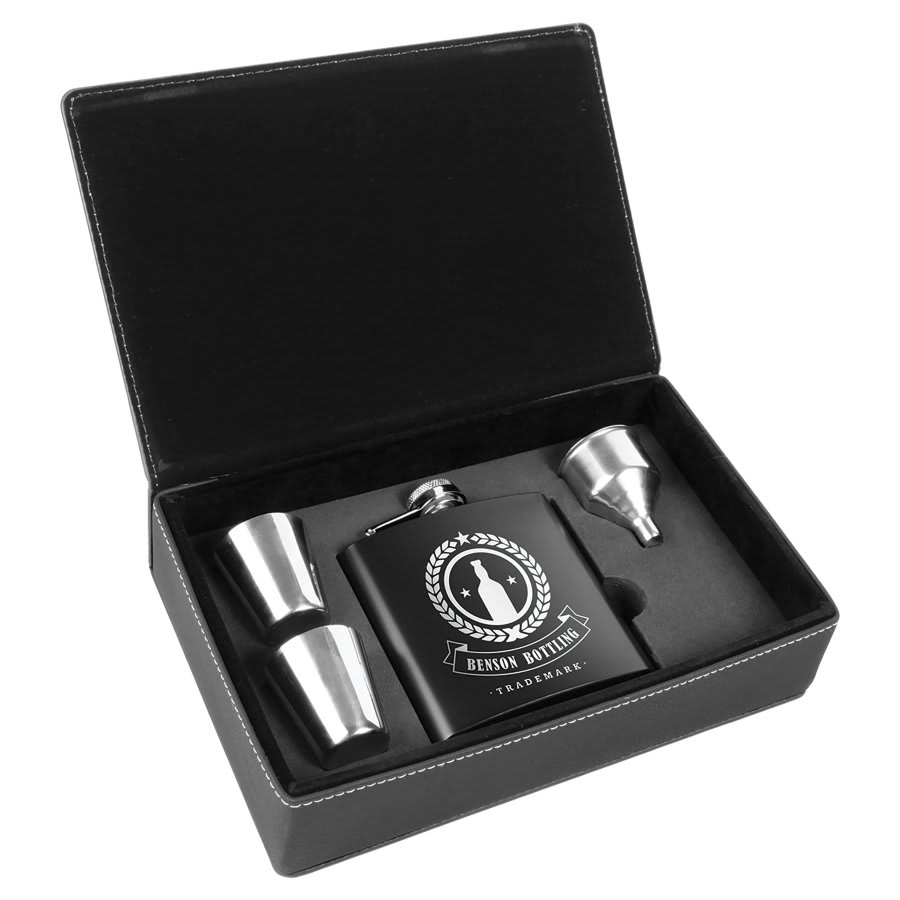 Leatherette Flask Gift Set (FSK3)