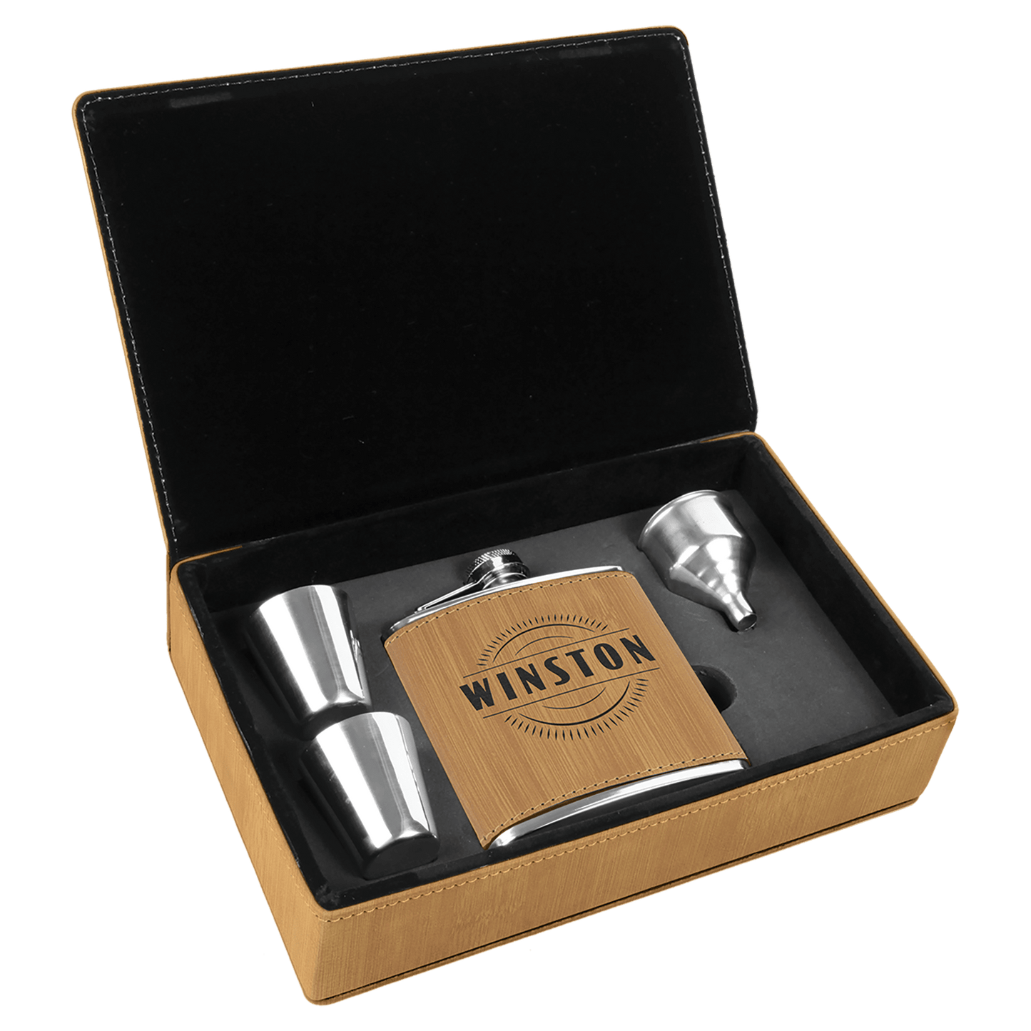 Leatherette Flask Gift Set (FSK3)