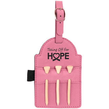 Personalized Golf Bag Tag with 3 Wooden Tees