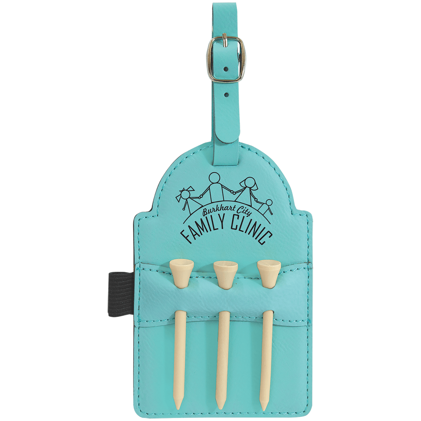 Personalized Golf Bag Tag with 3 Wooden Tees