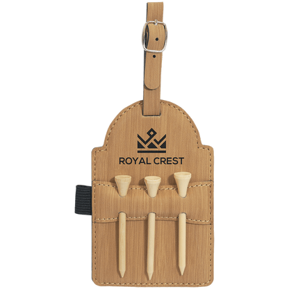 Personalized Golf Bag Tag with 3 Wooden Tees