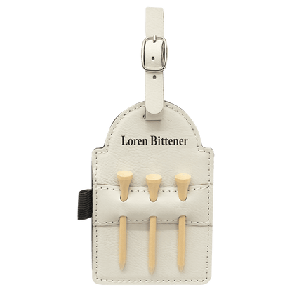 Personalized Golf Bag Tag with 3 Wooden Tees