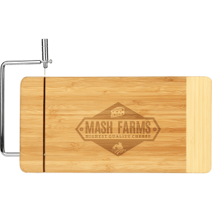 Two-Tone Bamboo Cutting Board with Metal Cheese Cutter