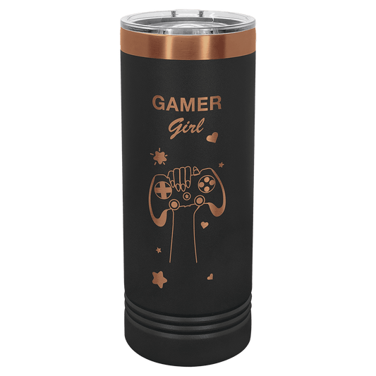 Personalized 22 oz. Black/Rose Gold Skinny Tumbler