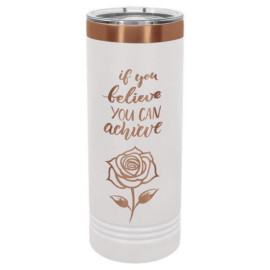 Personalized 22 oz. White/Rose Gold Skinny Tumbler