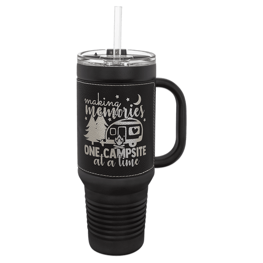 Personalized 40 oz. Leatherette Travel Mug with Handle