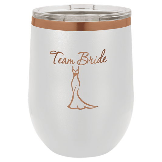 Personalized 12 oz. White/Rose Gold Stemless Wine Tumbler