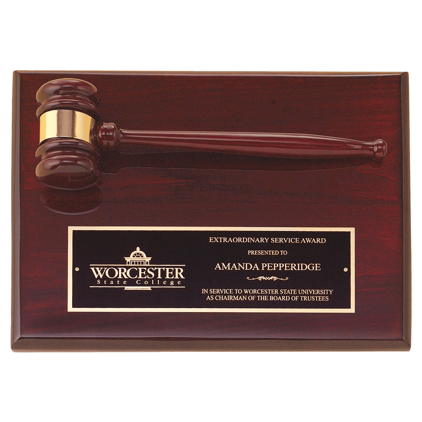 Rosewood Piano Finish Gavel Plaque