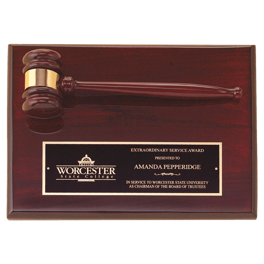 Rosewood Piano Finish Gavel Plaque