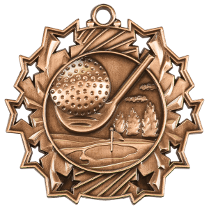 2 1/4" Golf Ten Star Medal